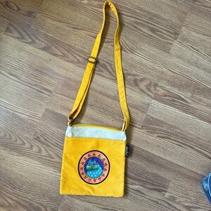 Yellow Crossbody Bag with Embroidered Design